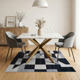 Geometric Modern Black and White Abstract Geometric Black White Area Rug