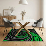 Green Vortex Swirl Area Rug