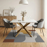 Modern Geometric Beige Grey Abstract Rug