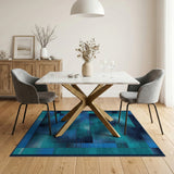 Geometric Modern Blue and Teal Teal Blue Geometric Abstract Area Rug