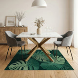 Green Boho Chic Lush Monstera Leaf Green Area Rug