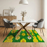 Vibrant Yellow Daisy Shag Area Rug on Green