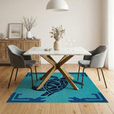 Teal Sea Turtle Southwestern Woven Rug