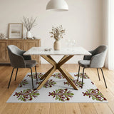 Vintage Green Maroon Floral Damask Area Rug