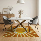 Radiant Orange Sunburst Area Rug