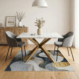 Abstract Wave Area Rug in Grey and Gold