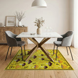 Whimsical Yellow Mushroom Garden Area Rug
