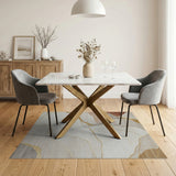 Gold-Veined Neutral Abstract Area Rug