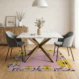 Pink Sunflower Border Area Rug