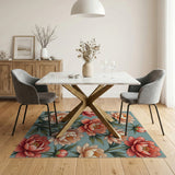 Blush Peony Blooms Area Rug