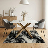 Abstract Black Ink Splash Area Rug