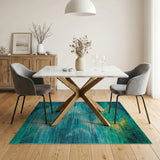 Teal Abstract Wave Moon Area Rug