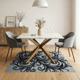 Ornate Swirling Grey Floral Area Rug