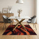 Fiery Red Abstract Brushstroke Area Rug