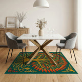 Golden Tree of Life Area Rug with Fiery Leaves