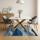 Serene Blue Layered Wave Area Rug