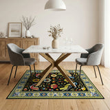 Vibrant Birds Blooms Floral Area Rug