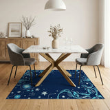 Teal Swirl Galaxy Abstract Area Rug