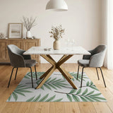 Green Lush Green Fern Frond Area Rug