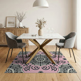 Pink Grey Mandala Floral Area Rug