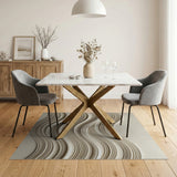 Beige Layered Waves Abstract Area Rug