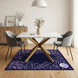 Purple Moonlit Vine Floral Area Rug