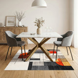 Multi-color and Patterns Bold Geometric Orange Area Rug