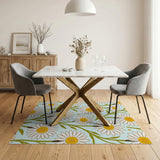 Whimsical Daisy Floral Area Rug