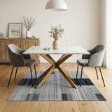 Modern Grey Black Geometric Striped Area Rug