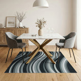Wavy Monochrome Abstract Area Rug