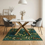 Lush Botanical Leaves Butterflies Area Rug