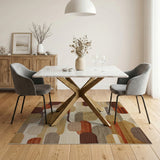 Geometric Modern Abstract Area Rug in Warm Multi-Colors