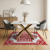 Red Heritage Tribal Geometric Heritage Tribal Area Rug