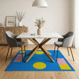 Playful Blue Kids Rug with Yellow Circles
