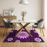 Pink Swirl Daisy Floral Area Rug