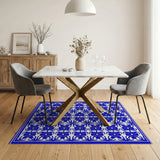 Blue White Floral Vintage Area Rug
