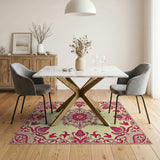 Red Ornate Floral Medallion Area Rug