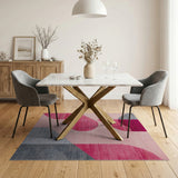 Vibrant Pink Grey Geometric Abstract Rug