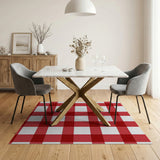 Red White Gingham Checkered Farmhouse Rug