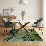 Green Coastal Beach Lush Green Palm Frond Area Rug