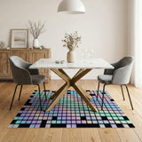 Iridescent Pixel Grid Area Rug