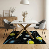 Galactic Yellow Planets Saturn Area Rug
