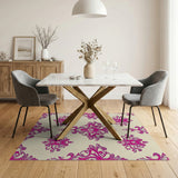 Pink Damask Elegant Pink Damask Floral Area Rug
