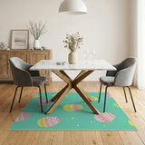 Whimsical Easter Egg Scatter Teal Area Rug