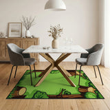 Whimsical Tree Stump Forest Green Area Rug