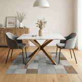 Beige and Neutral Modern Geometric Neutral Block Area Rug