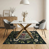 Vintage Floral Oval Frame Area Rug