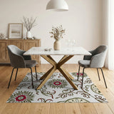 Red Sunburst Floral Vine Area Rug