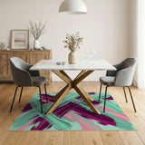 Vibrant Teal Pink Purple Brushstroke Area Rug