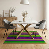 Vibrant Purple Green Gold Striped Tribal Rug